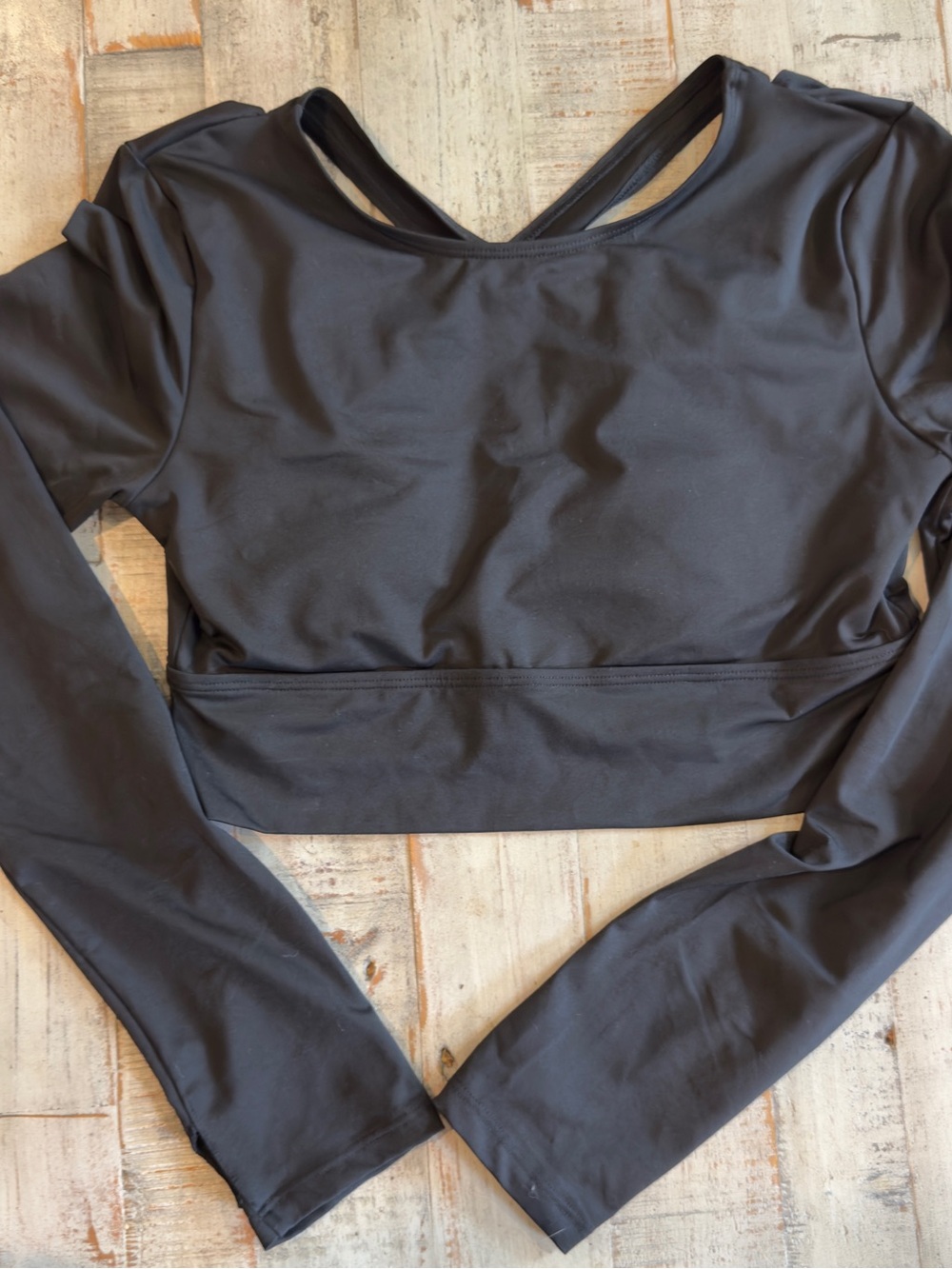 SHEIN Black Cropped Long Sleeve Active Top